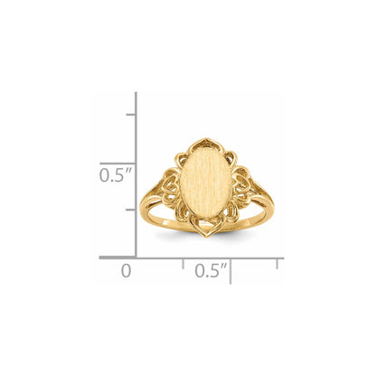 14k 10.5x7.5mm Open Back Signet Ring