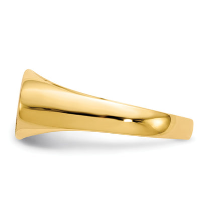 14k 13.5x7.0mm East-West Oval Closed Back Signet Ring