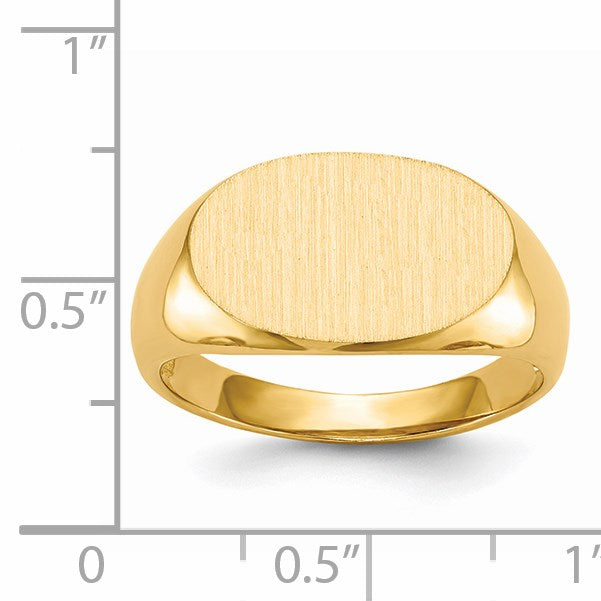 14k 17.0x11.0mm East-West Oval Open Back Mens Signet Ring