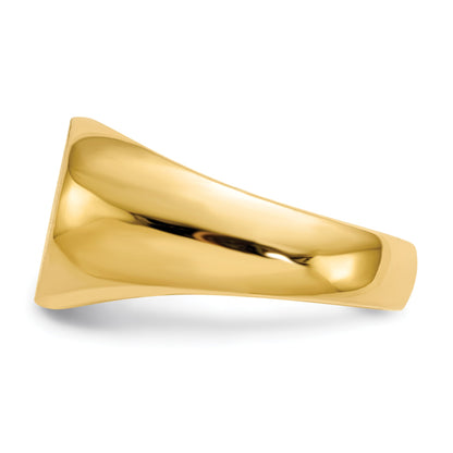 14k 12.5x9.5mm Oval Closed Back Signet Ring