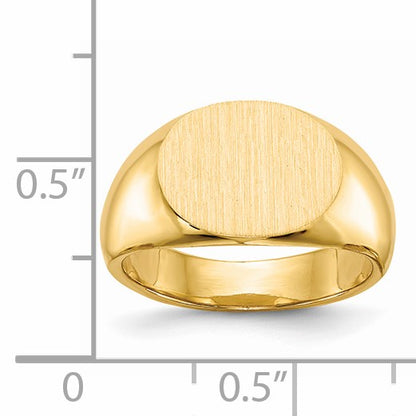 14k 12.5x9.5mm Oval Closed Back Signet Ring