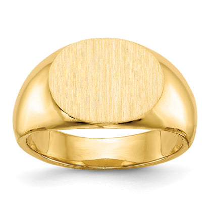 14k 12.5x9.5mm Oval Closed Back Signet Ring