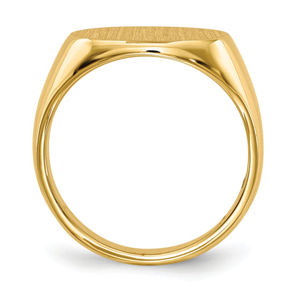 14k 16.0x12.0mm Oval Closed Back Mens Signet Ring