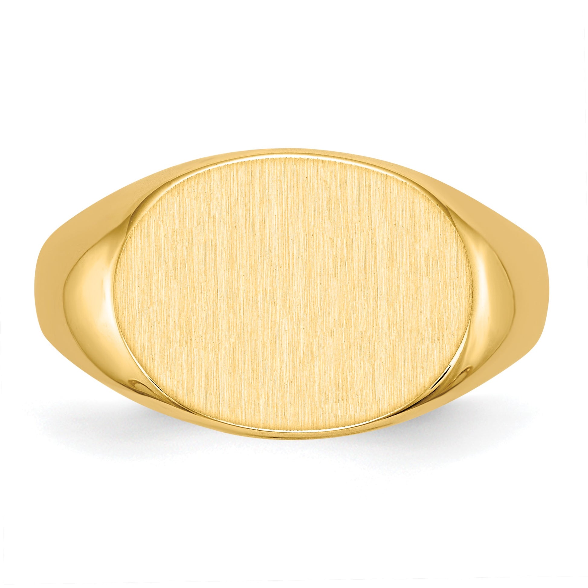14k 16.0x12.0mm Oval Closed Back Mens Signet Ring