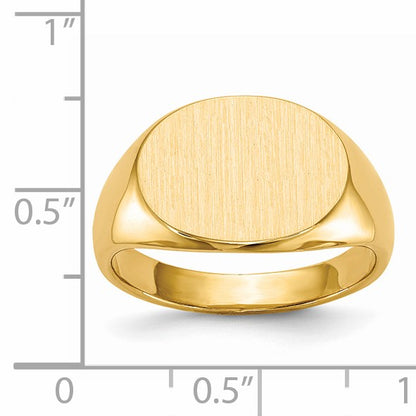 14k 16.0x12.0mm Oval Closed Back Mens Signet Ring
