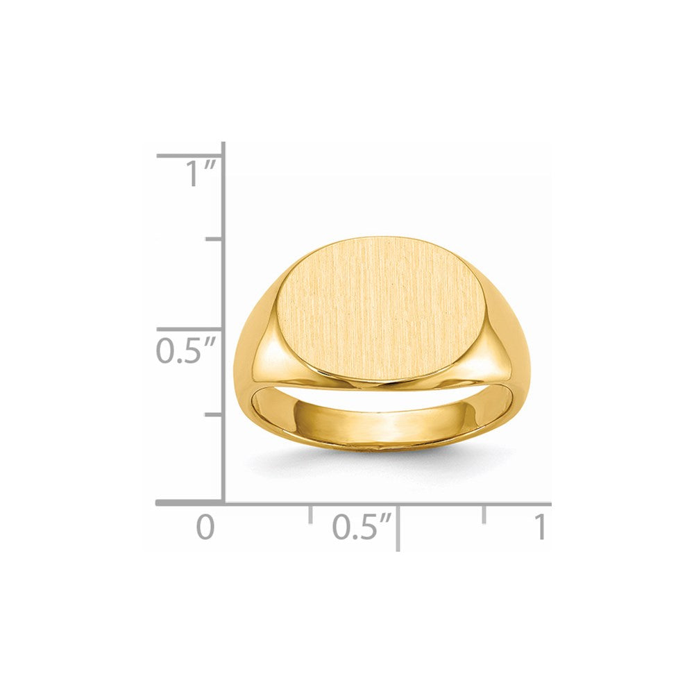 14k 12.0x16.0mm Closed Back Men's Signet Ring