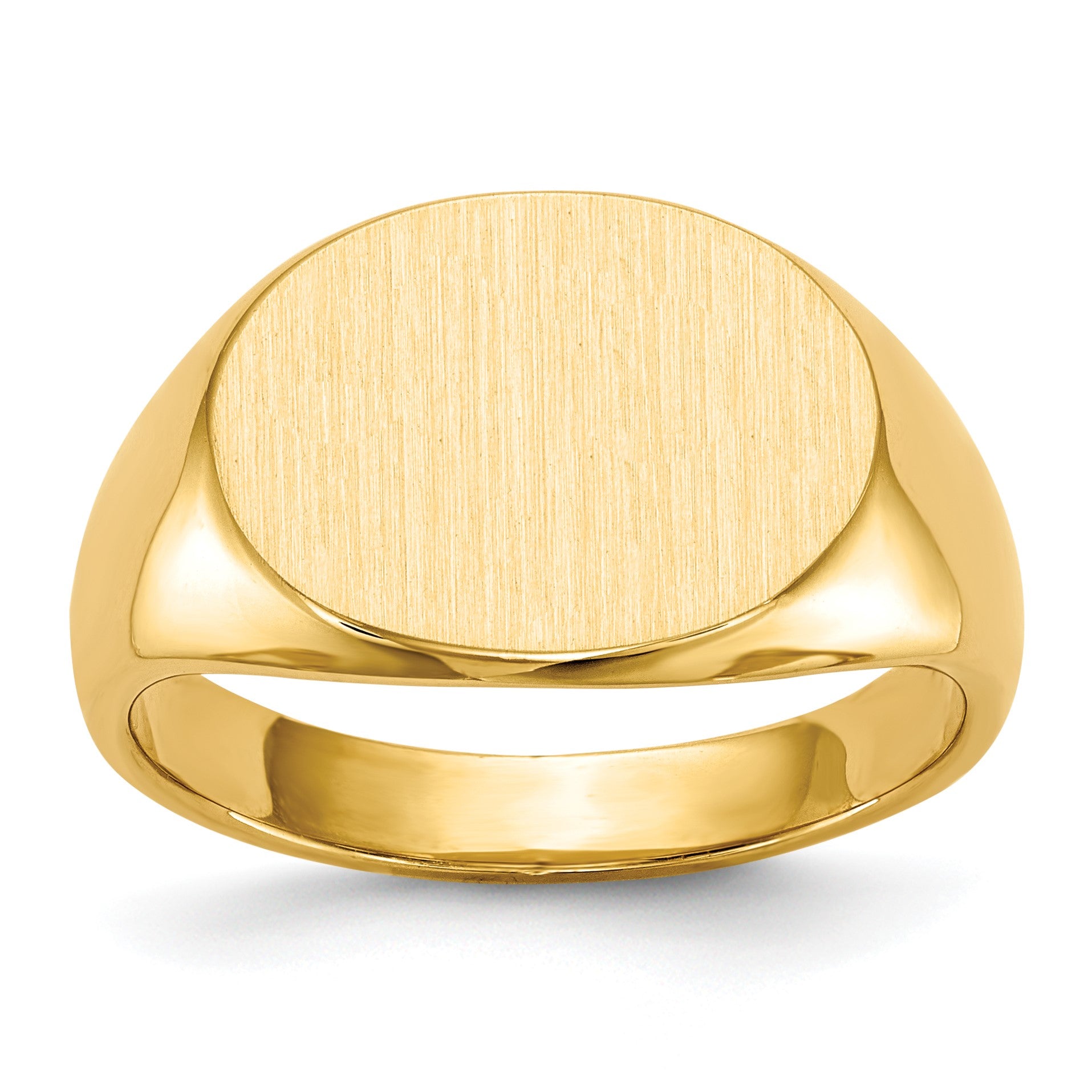 14k 16.0x12.0mm Oval Closed Back Mens Signet Ring