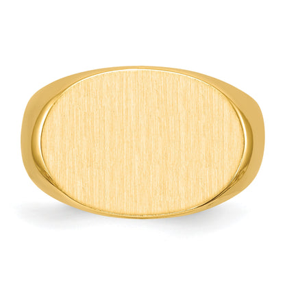 14k 19.0x13.0mm Oval Closed Back Mens Signet Ring