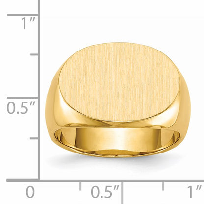 14k 19.0x13.0mm Oval Closed Back Mens Signet Ring
