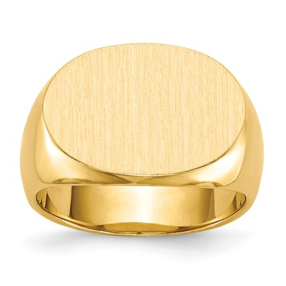 14k 19.0x13.0mm Oval Closed Back Mens Signet Ring