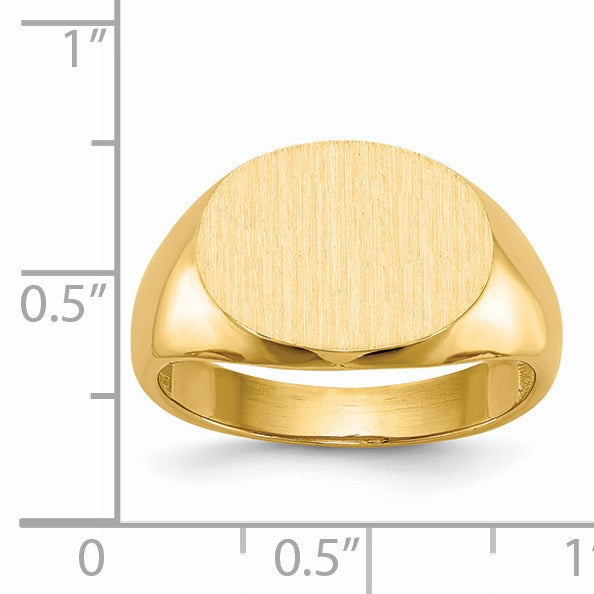 14k 16.0x12.0mm Oval Open Back Mens Signet Ring