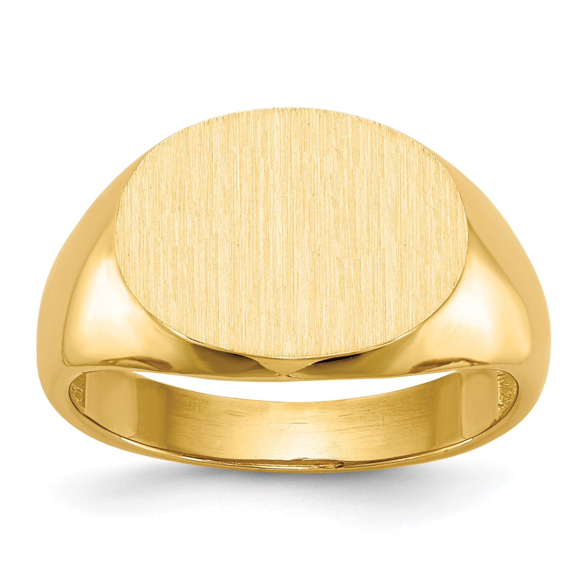 14k 16.0x12.0mm Oval Open Back Mens Signet Ring