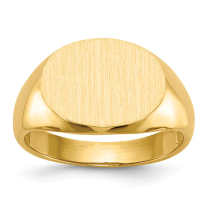 14k 16.0x12.0mm Oval Open Back Mens Signet Ring