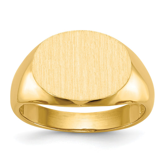 14k 16.0x12.0mm Oval Open Back Mens Signet Ring