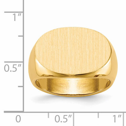 14k 19.0x13.0mm Oval Open Back Mens Signet Ring