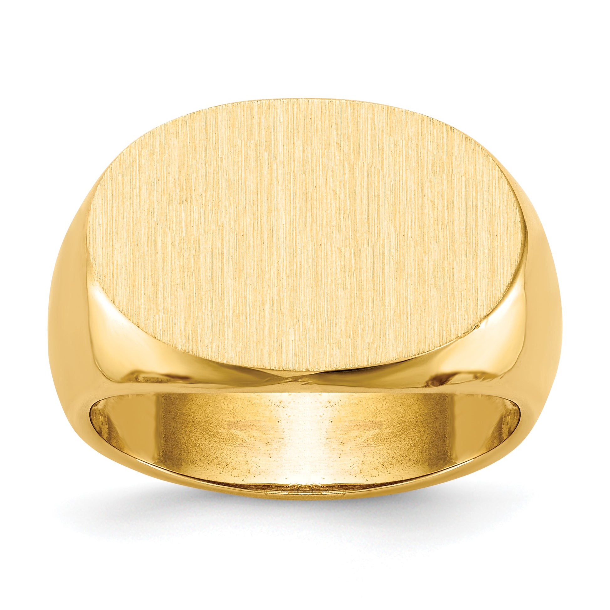 14k 19.0x13.0mm Oval Open Back Mens Signet Ring
