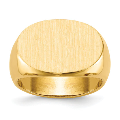 14k 19.0x13.0mm Oval Open Back Mens Signet Ring
