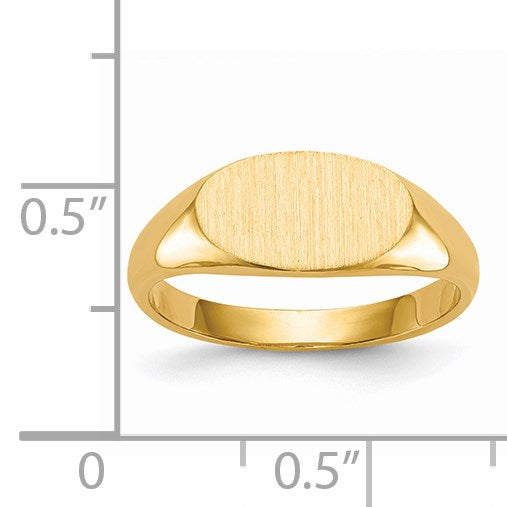 14k 11.5x6.5mm East-West Oval Closed Back Signet Ring
