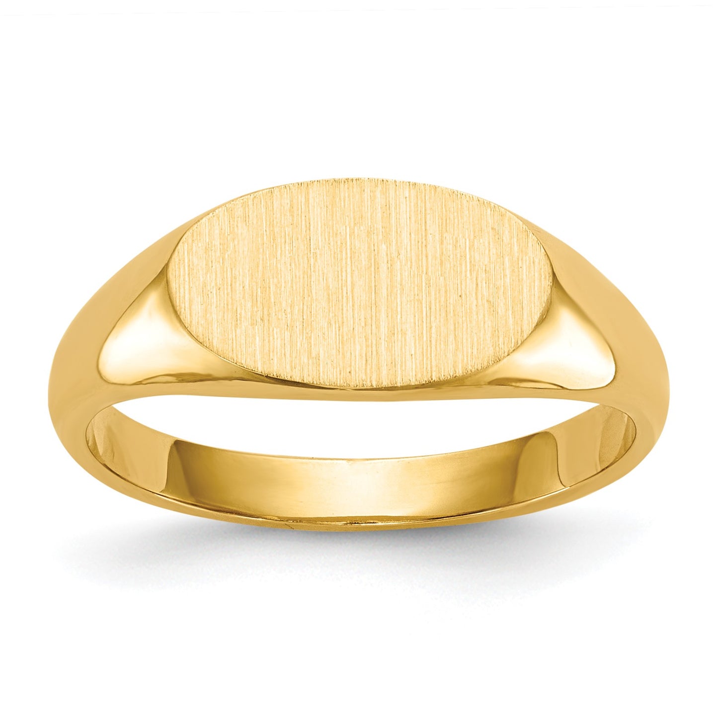 14k 11.5x6.5mm East-West Oval Closed Back Signet Ring