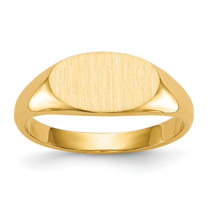 14k 11.5x6.5mm East-West Oval Closed Back Signet Ring