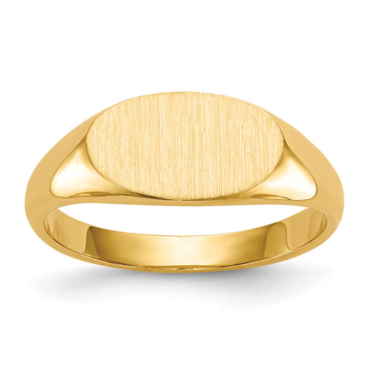 14k 11.5x6.5mm East-West Oval Closed Back Signet Ring