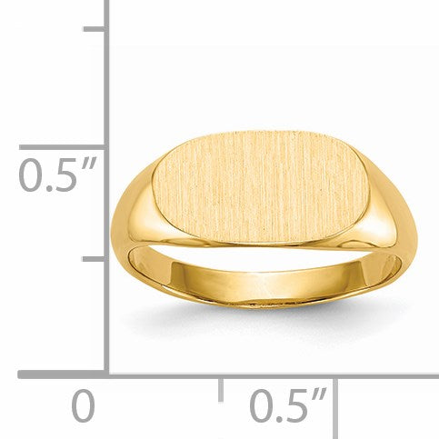 14k 13.0x7.0mm East-West Oval Closed Back Signet Ring