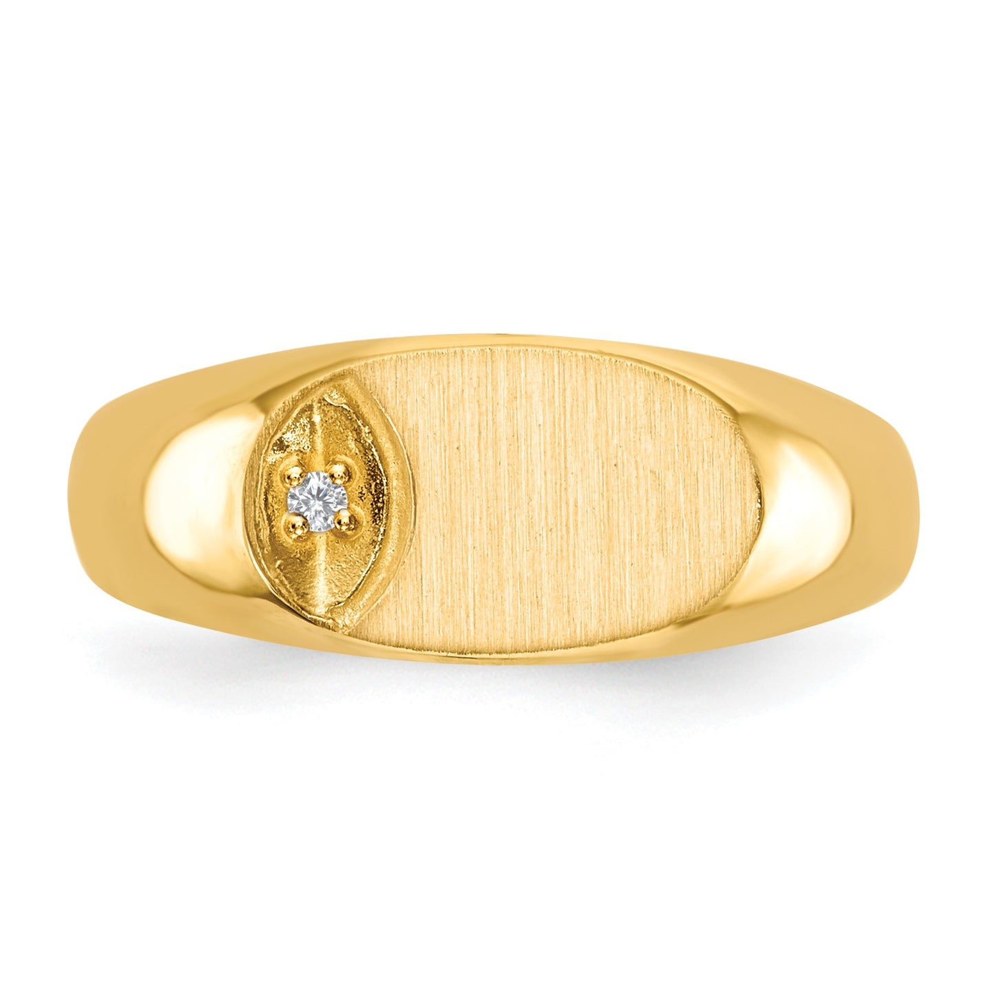 14k 1/2 point AA Diamond 11.0x6.5mm Oval Open Back Signet Ring