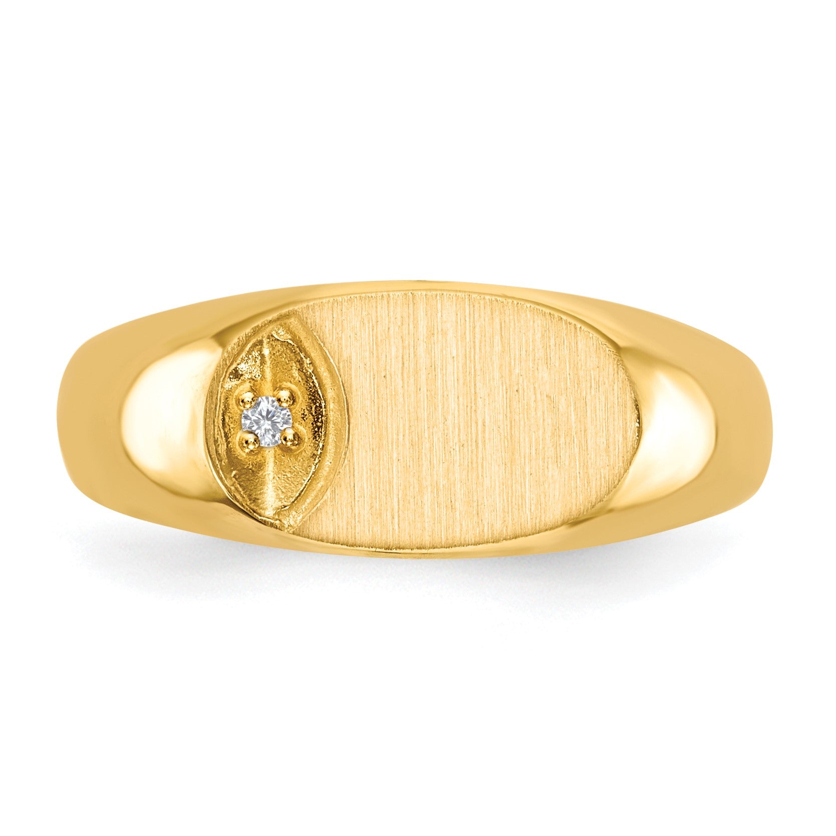 14k 1/2 point AA Diamond 11.0x6.5mm Oval Open Back Signet Ring