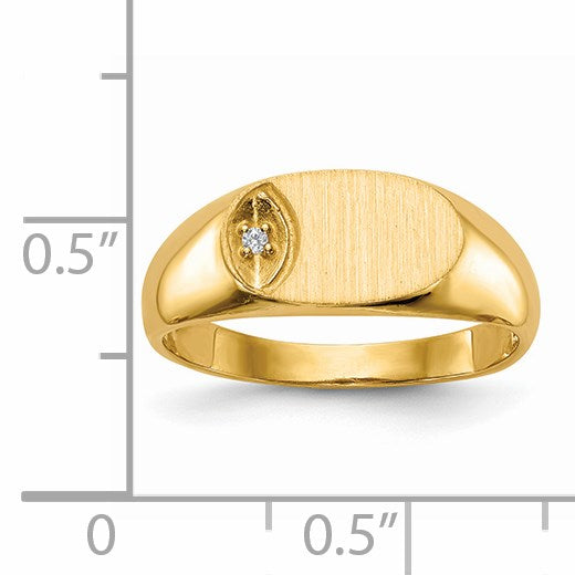 14k 1/2 point AA Diamond 11.0x6.5mm Oval Open Back Signet Ring