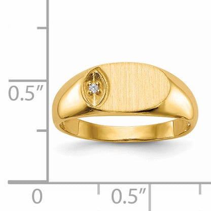 14k 1/2 point AA Diamond 11.0x6.5mm Oval Open Back Signet Ring