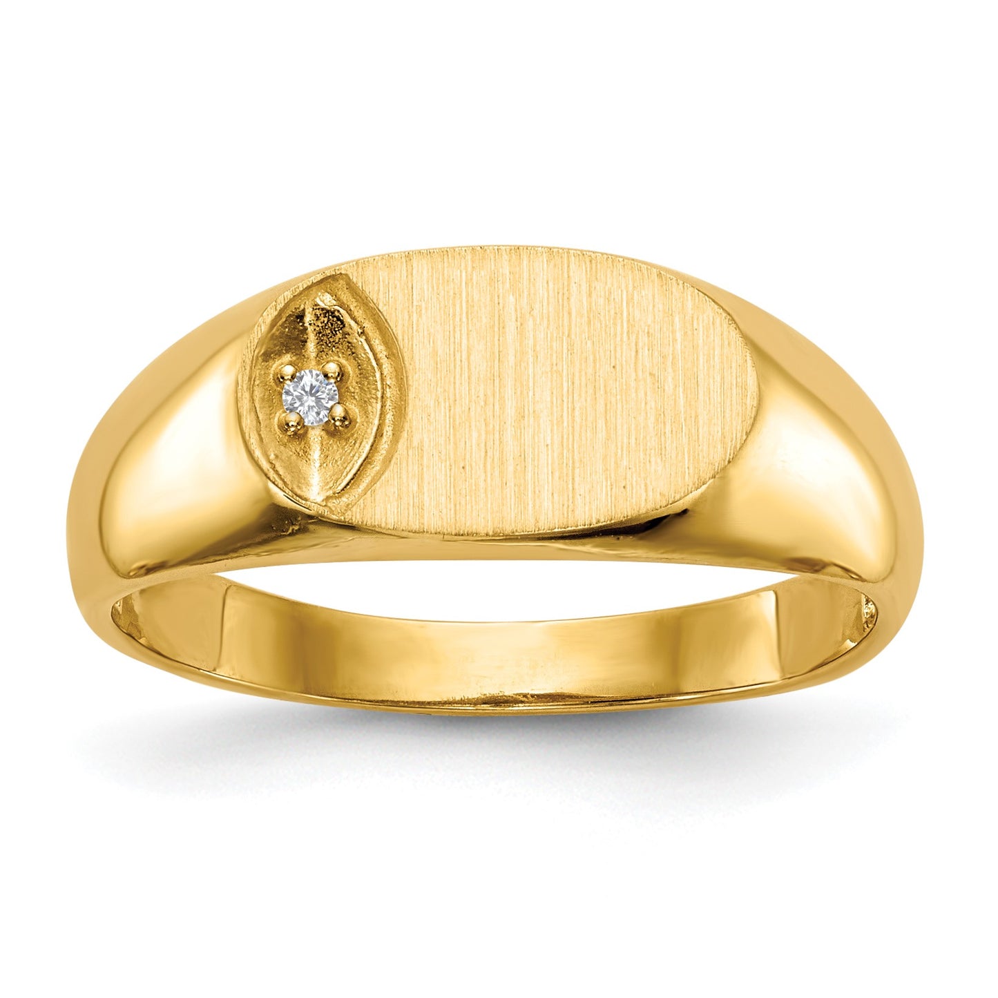 14k 1/2 point AA Diamond 11.0x6.5mm Oval Open Back Signet Ring