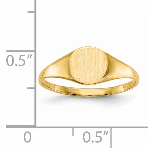 14k 6.5x7.5mm Round Closed Back Signet Ring