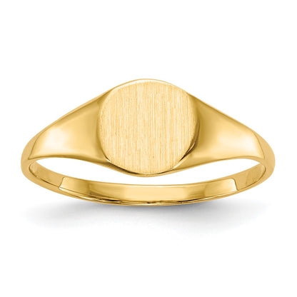 14k 6.5x7.5mm Round Closed Back Signet Ring