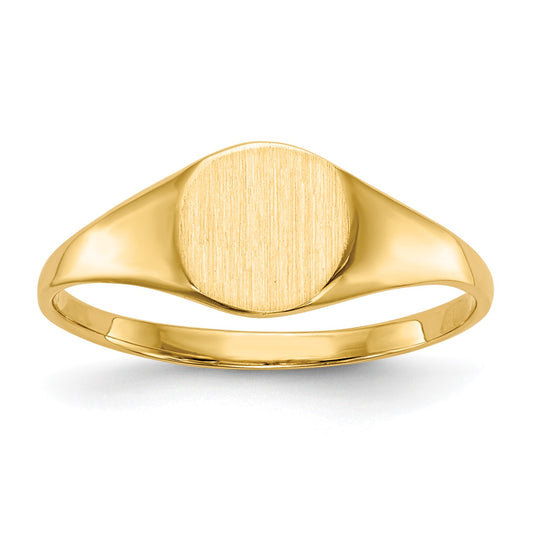14k 6.5x7.5mm Round Closed Back Signet Ring