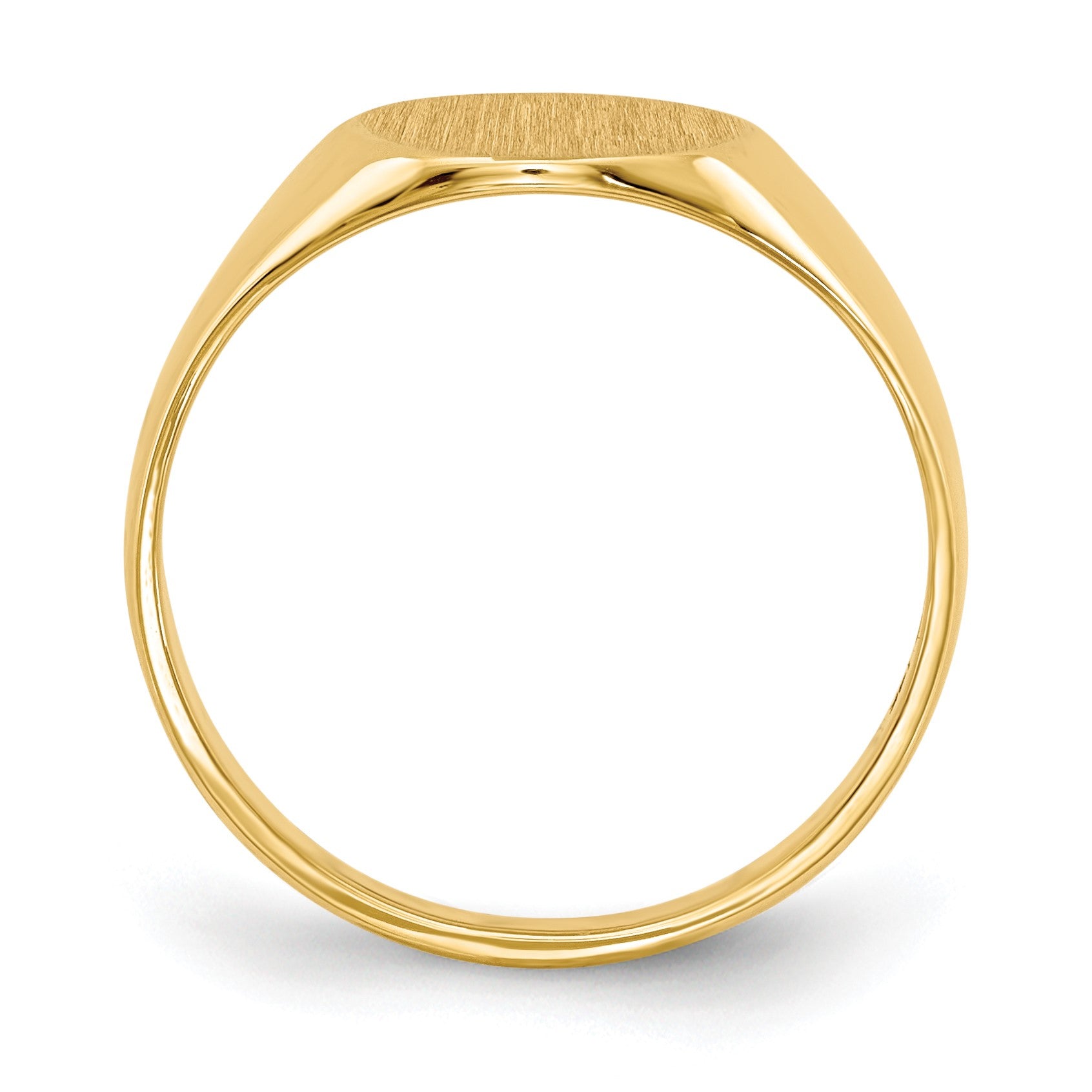 14k 9.5x8.5mm Round Closed Back Signet Ring