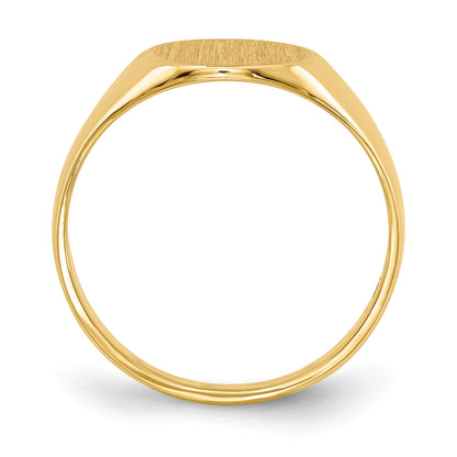 14k 9.5x8.5mm Round Closed Back Signet Ring