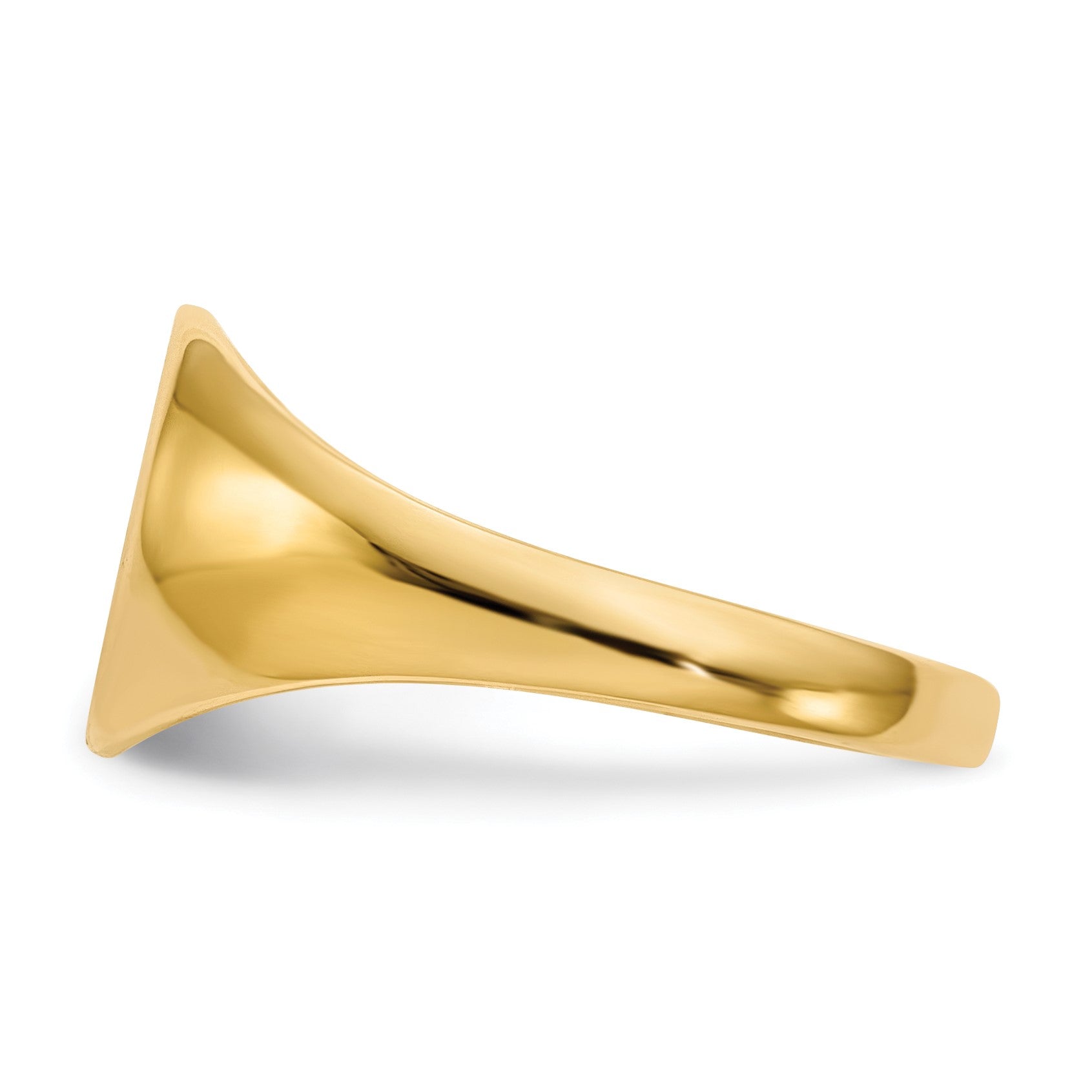14k 9.5x8.5mm Round Closed Back Signet Ring