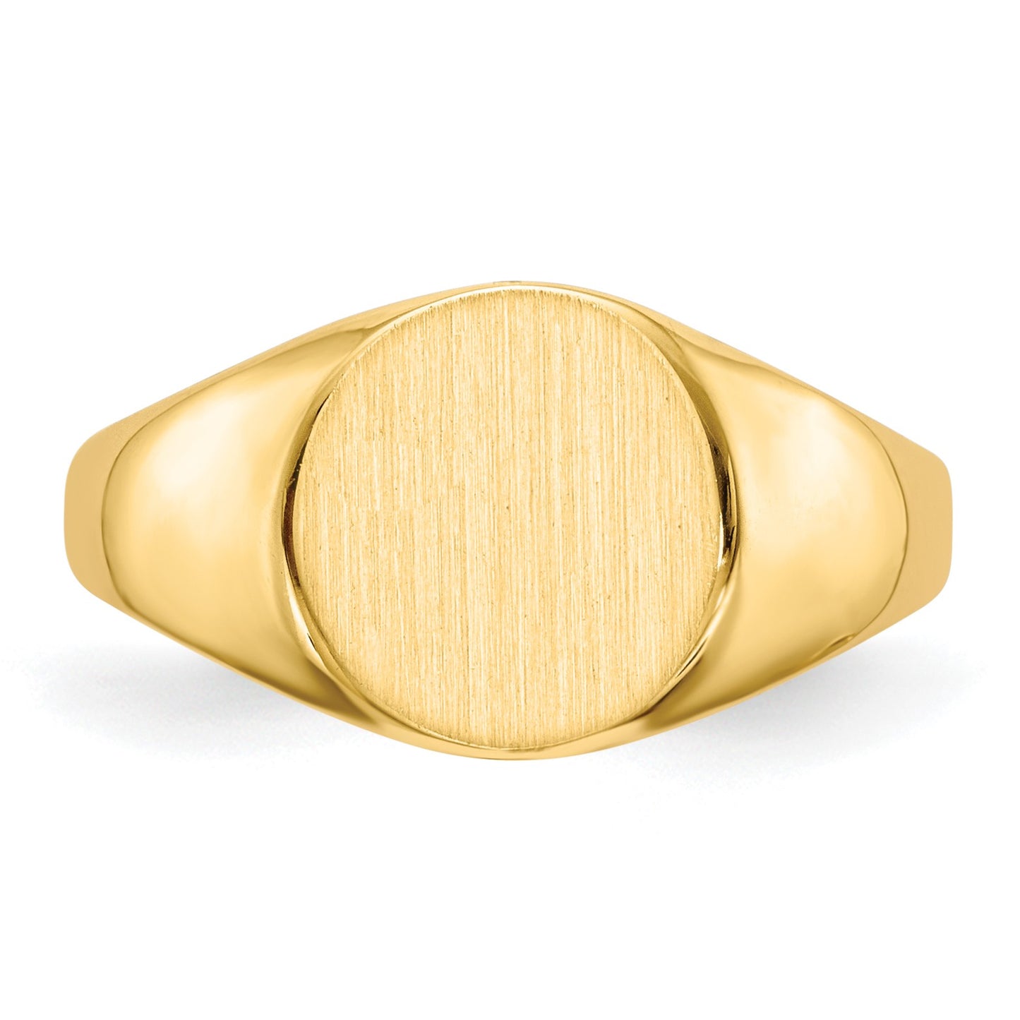 14k 9.5x8.5mm Round Closed Back Signet Ring