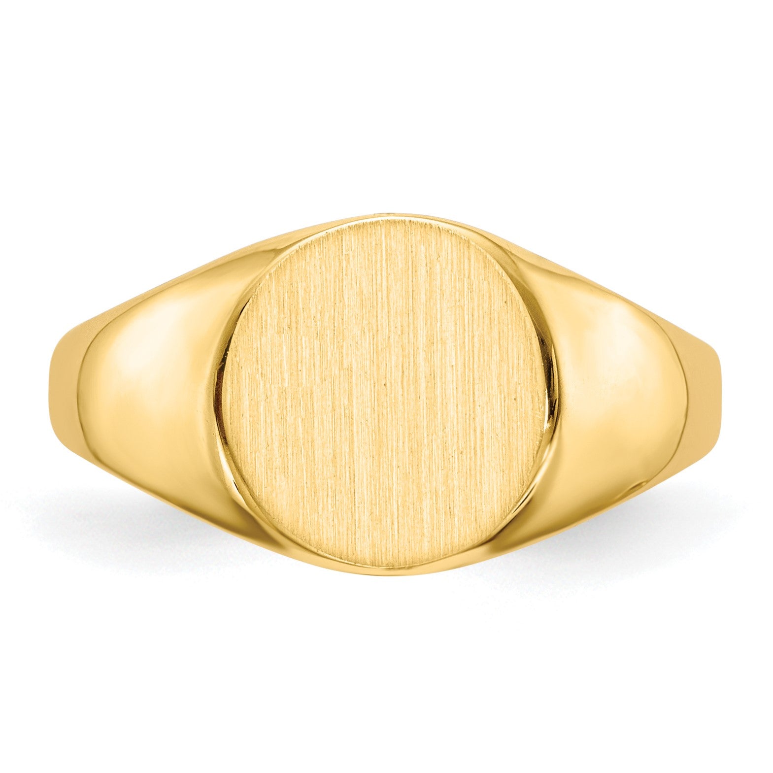 14k 9.5x8.5mm Round Closed Back Signet Ring