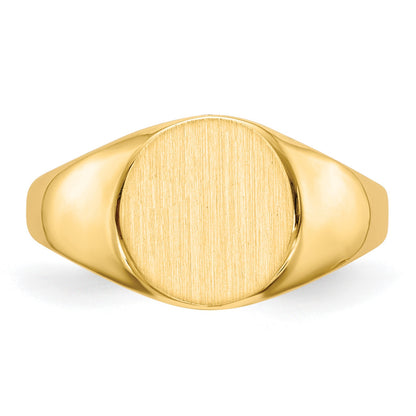 14k 9.5x8.5mm Round Closed Back Signet Ring