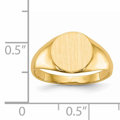 14k 9.5x8.5mm Round Closed Back Signet Ring