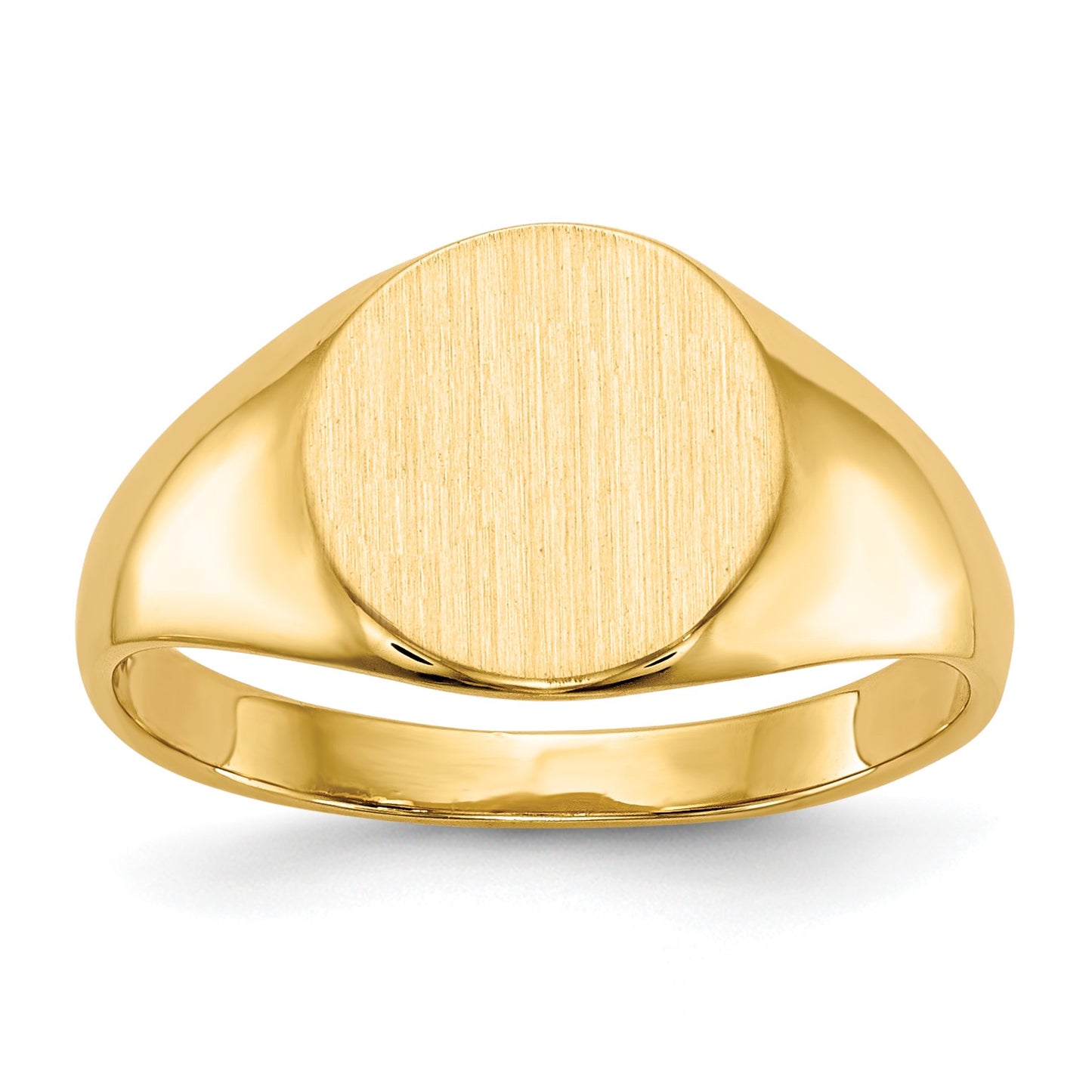 14k 9.5x8.5mm Round Closed Back Signet Ring