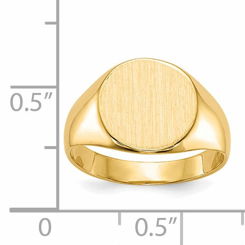14k 10.5x11.0mm Round Closed Back Signet Ring