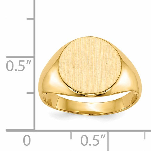 14k 11.5x12.0mm Round Closed Back Signet Ring