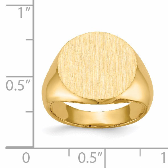 14k 15.5x15.0mm Round Closed Back Signet Ring