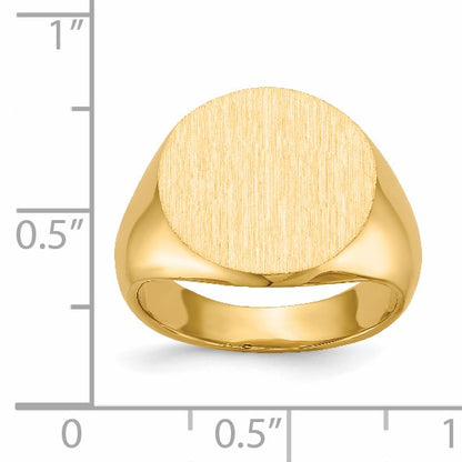 14k 15.5x15.0mm Round Closed Back Signet Ring
