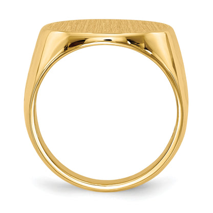 14k 18.0x17.5mm Round Closed Back Mens Signet Ring