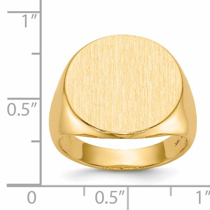 14k 18.0x17.5mm Round Closed Back Mens Signet Ring