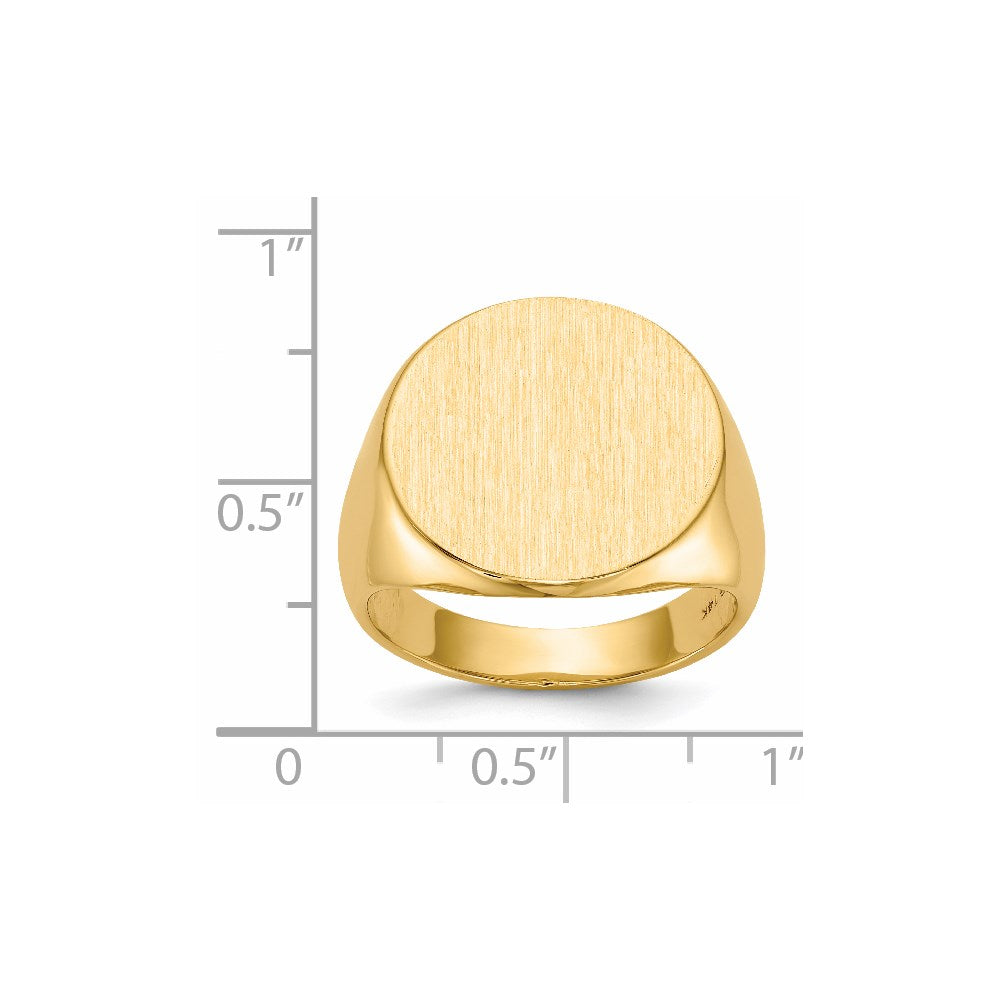 14k 17.5x18.0mm Closed Back Men's Signet Ring