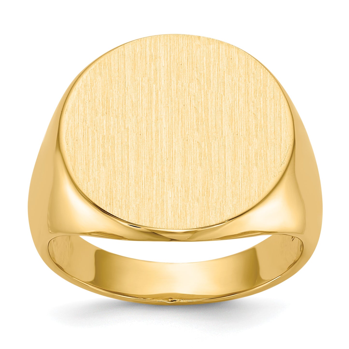 14k 18.0x17.5mm Round Closed Back Mens Signet Ring